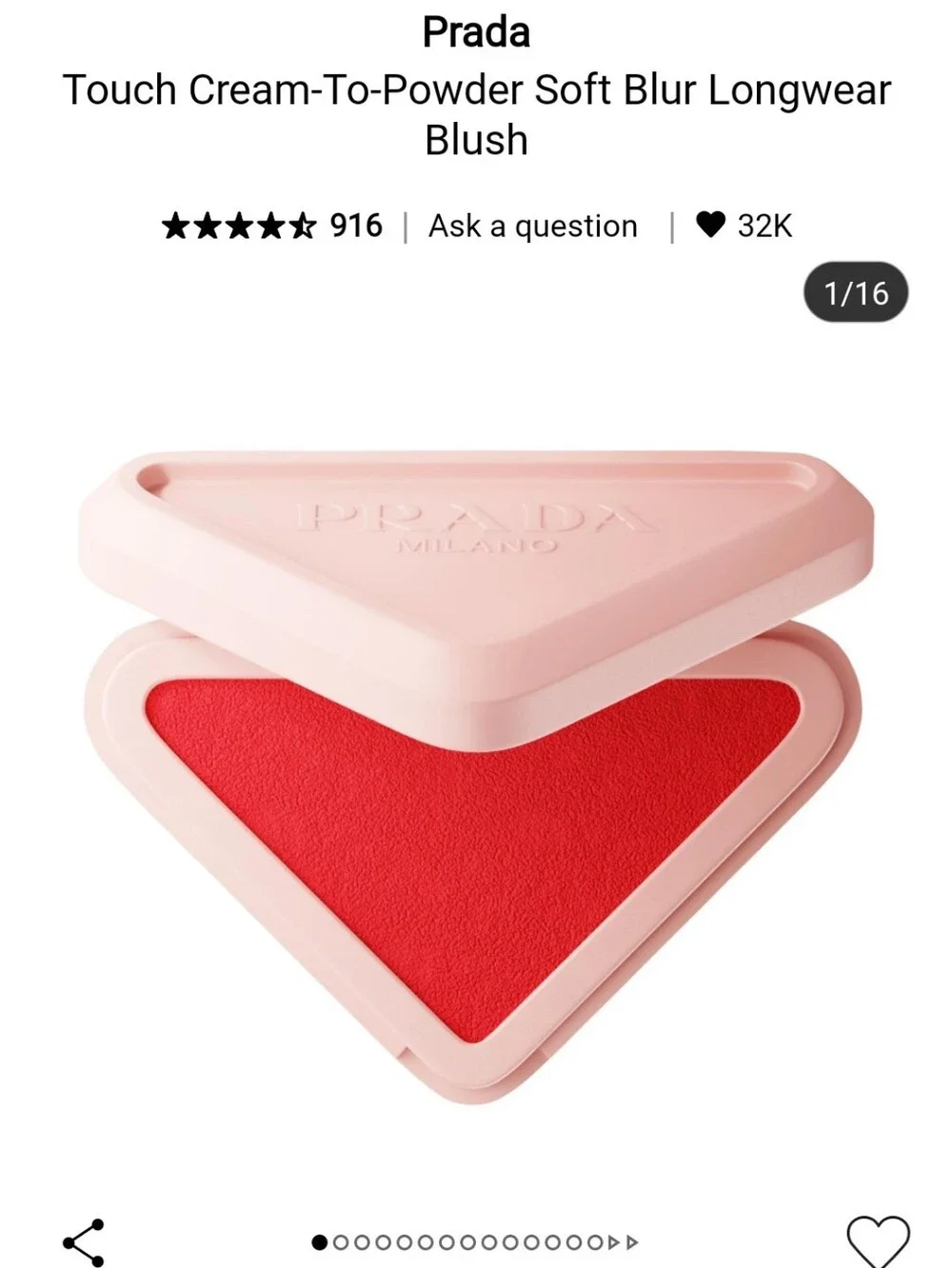 NIB PRADA TOUCH CREAM TO POWDER SOFT BLUR LONG WEAR BLUSH IN CHERRY